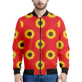Red Sunflower Pattern Print Men's Bomber Jacket