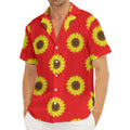 Red Sunflower Pattern Print Men's Deep V-Neck Shirt
