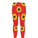 Red Sunflower Pattern Print Men's leggings