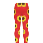 Red Sunflower Pattern Print Men's leggings