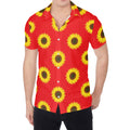 Red Sunflower Pattern Print Men's Shirt