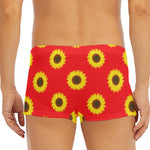 Red Sunflower Pattern Print Men's Short Boxer Briefs