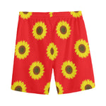 Red Sunflower Pattern Print Men's Sports Shorts