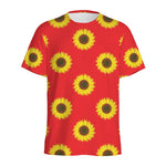 Red Sunflower Pattern Print Men's Sports T-Shirt