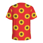 Red Sunflower Pattern Print Men's Sports T-Shirt