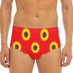 Red Sunflower Pattern Print Men's Triangle Swim Briefs