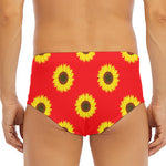 Red Sunflower Pattern Print Men's Triangle Swim Briefs