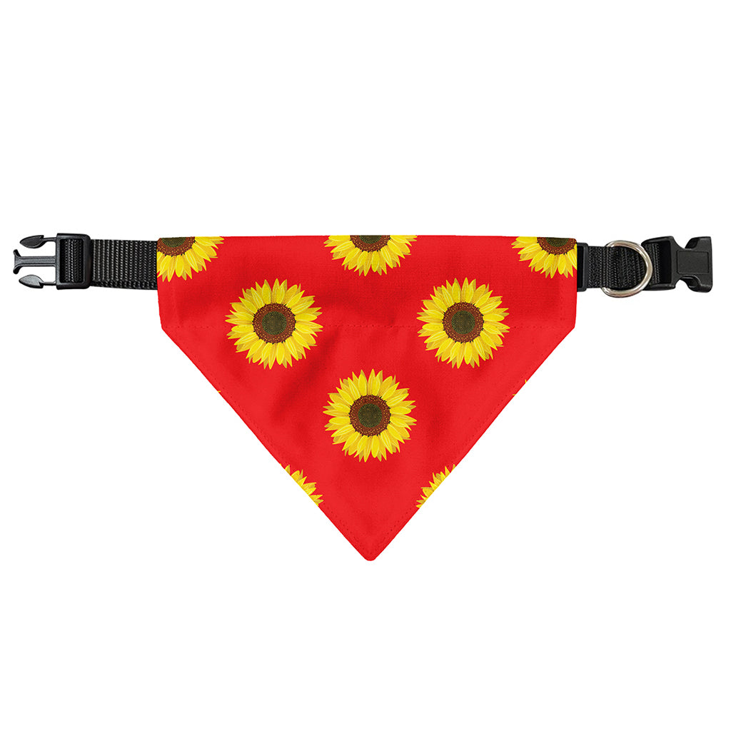Red Sunflower Pattern Print Over The Collar Dog Bandana