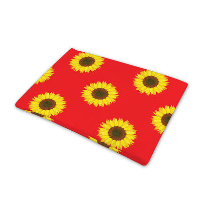 Red Sunflower Pattern Print Pet Cooling Mat Cover