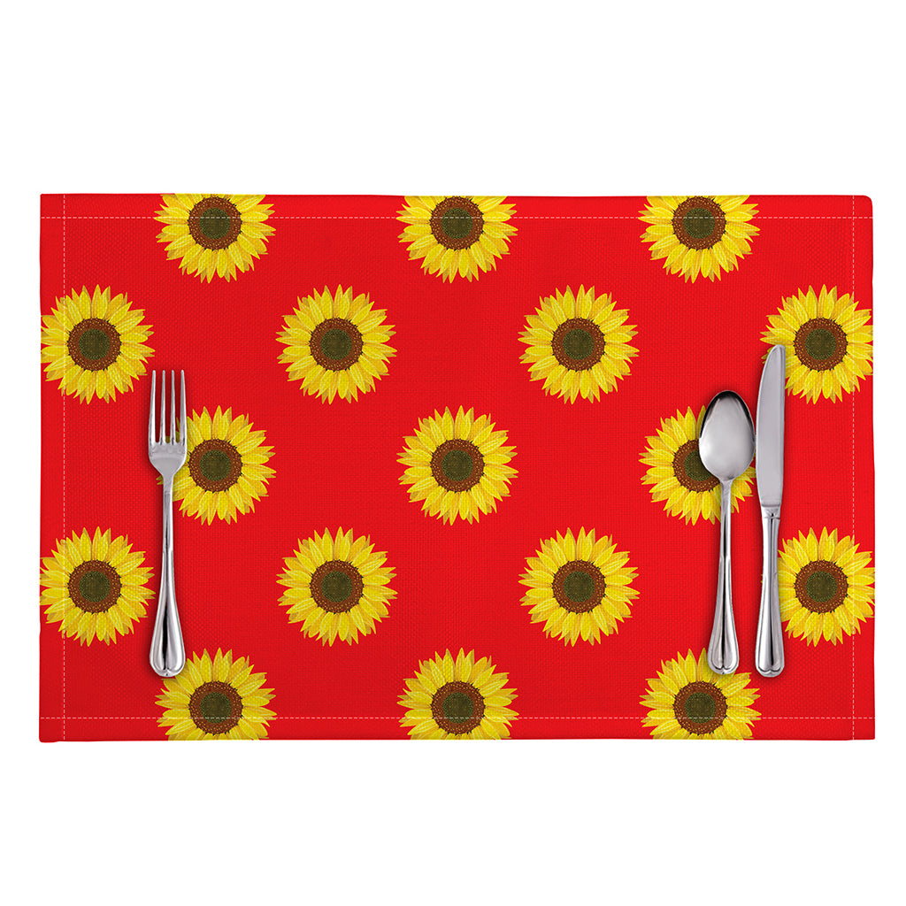 Red Sunflower Pattern Print Placemat