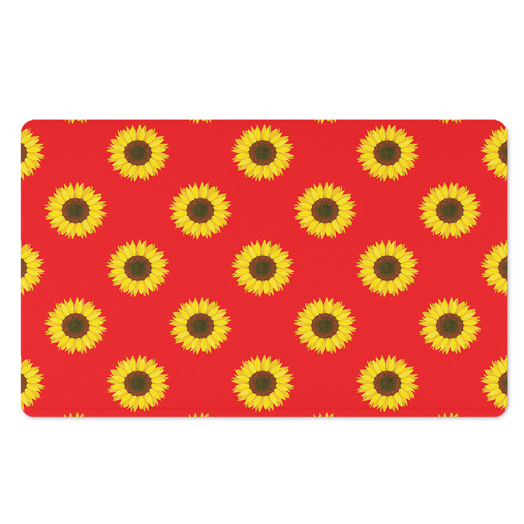 Red Sunflower Pattern Print Polyester Doormat
