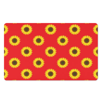Red Sunflower Pattern Print Polyester Doormat