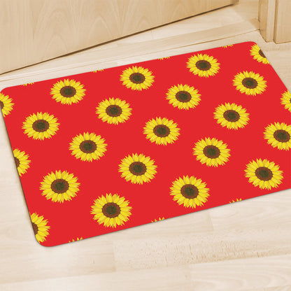 Red Sunflower Pattern Print Polyester Doormat