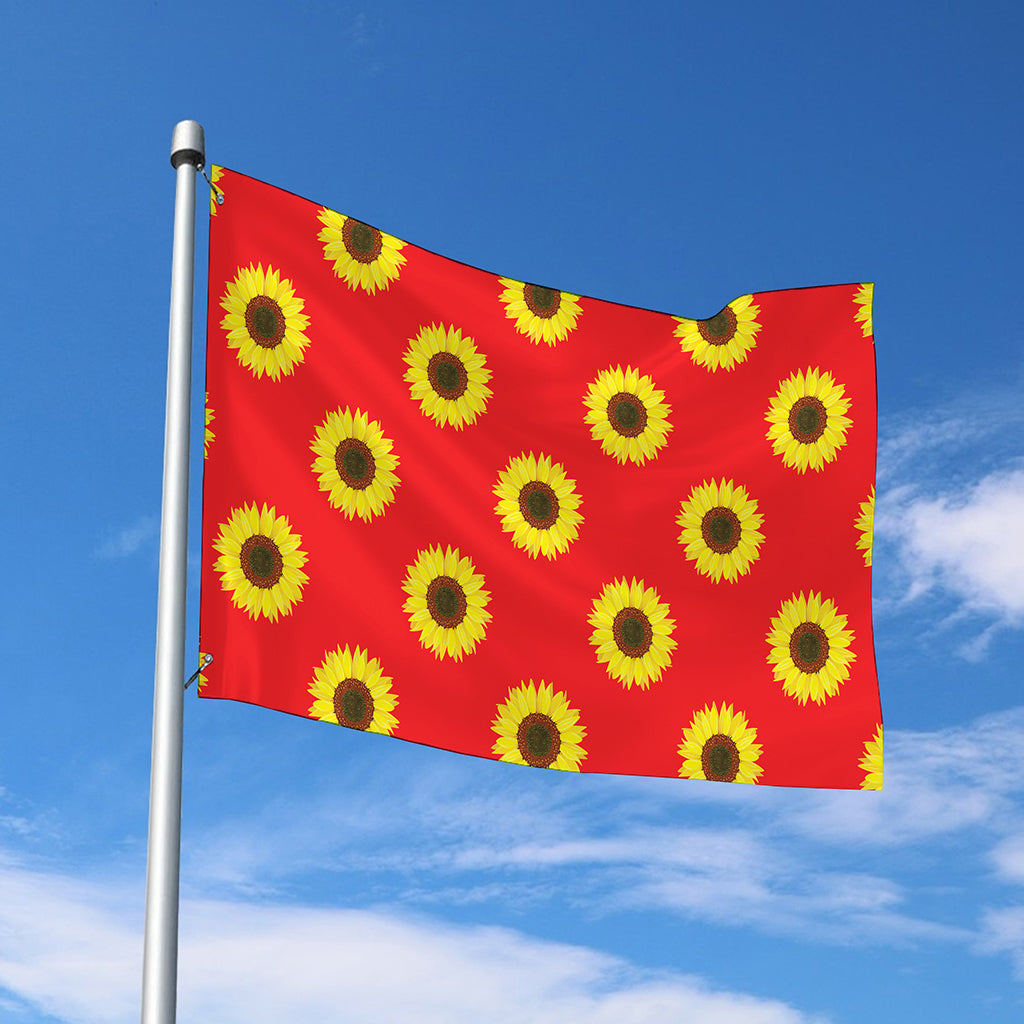 Red Sunflower Pattern Print Polyester Flag