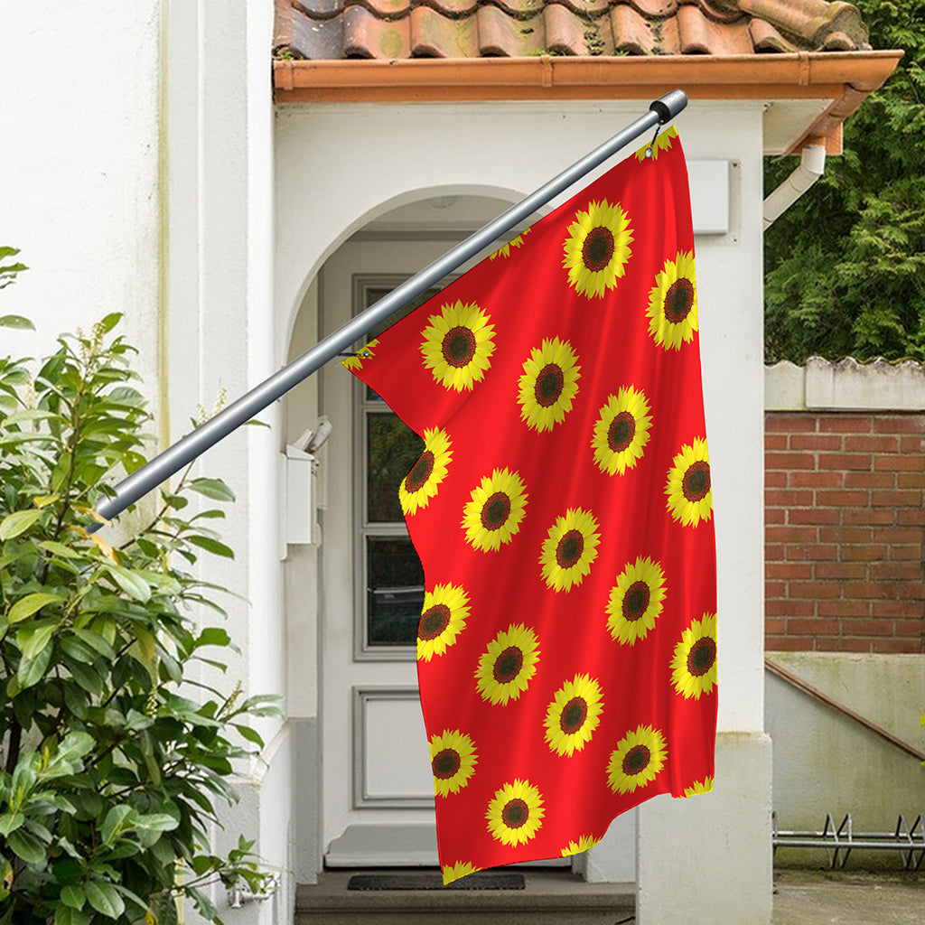 Red Sunflower Pattern Print Polyester Flag