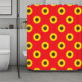 Red Sunflower Pattern Print Polyester Shower Curtain