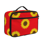 Red Sunflower Pattern Print Portable Lunch Bag