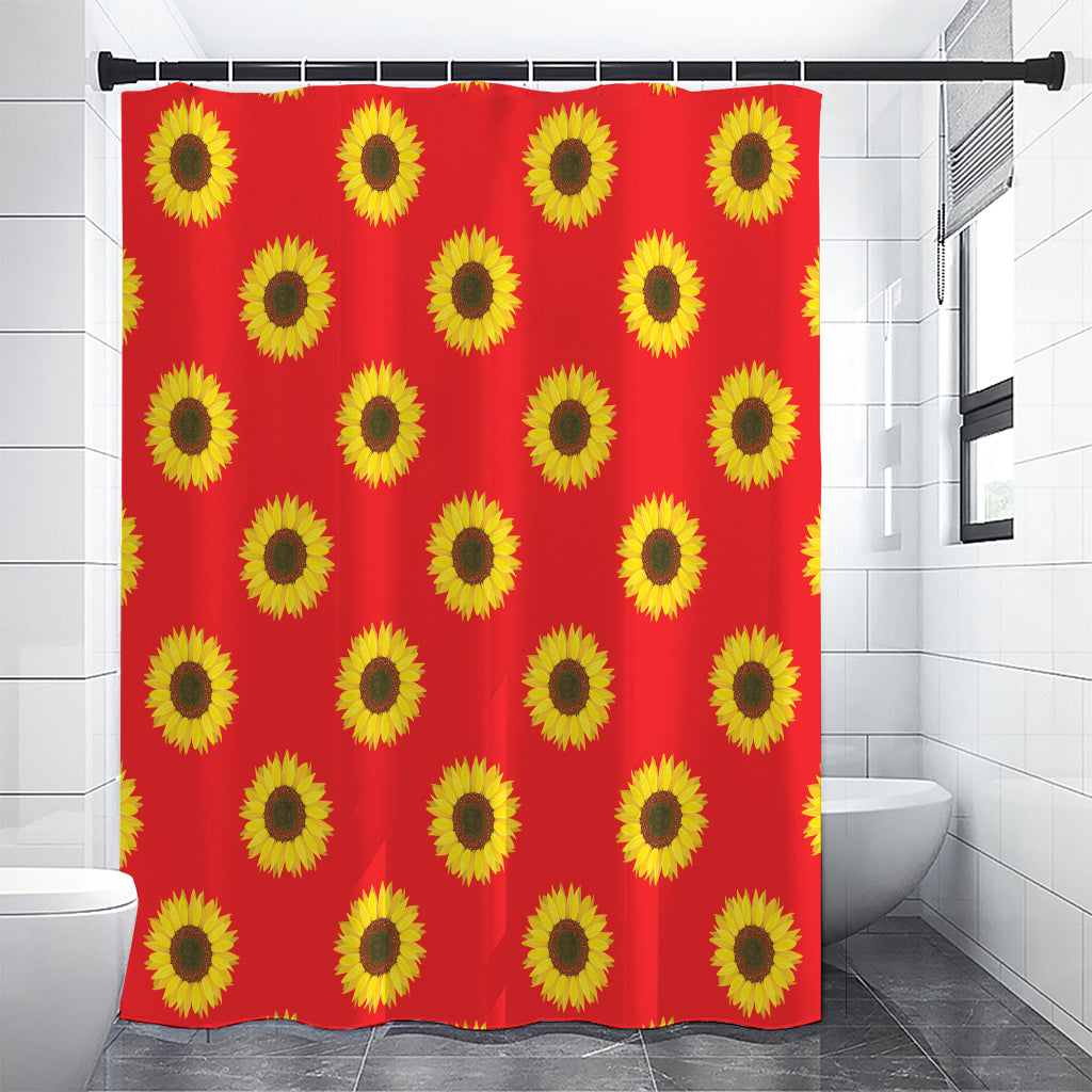 Red Sunflower Pattern Print Premium Shower Curtain