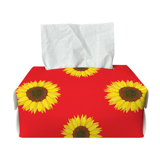 Red Sunflower Pattern Print Rectangle Tissue Box Cover