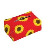 Red Sunflower Pattern Print Rectangle Tissue Box Cover