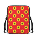 Red Sunflower Pattern Print Rectangular Crossbody Bag