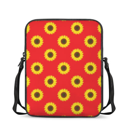 Red Sunflower Pattern Print Rectangular Crossbody Bag