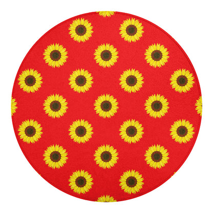 Red Sunflower Pattern Print Round Blanket