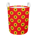 Red Sunflower Pattern Print Round Laundry Basket