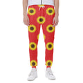 Red Sunflower Pattern Print Joggers