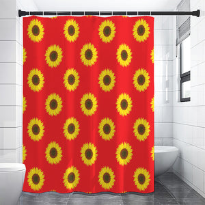 Red Sunflower Pattern Print Shower Curtain