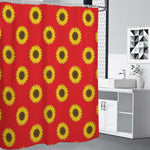 Red Sunflower Pattern Print Shower Curtain
