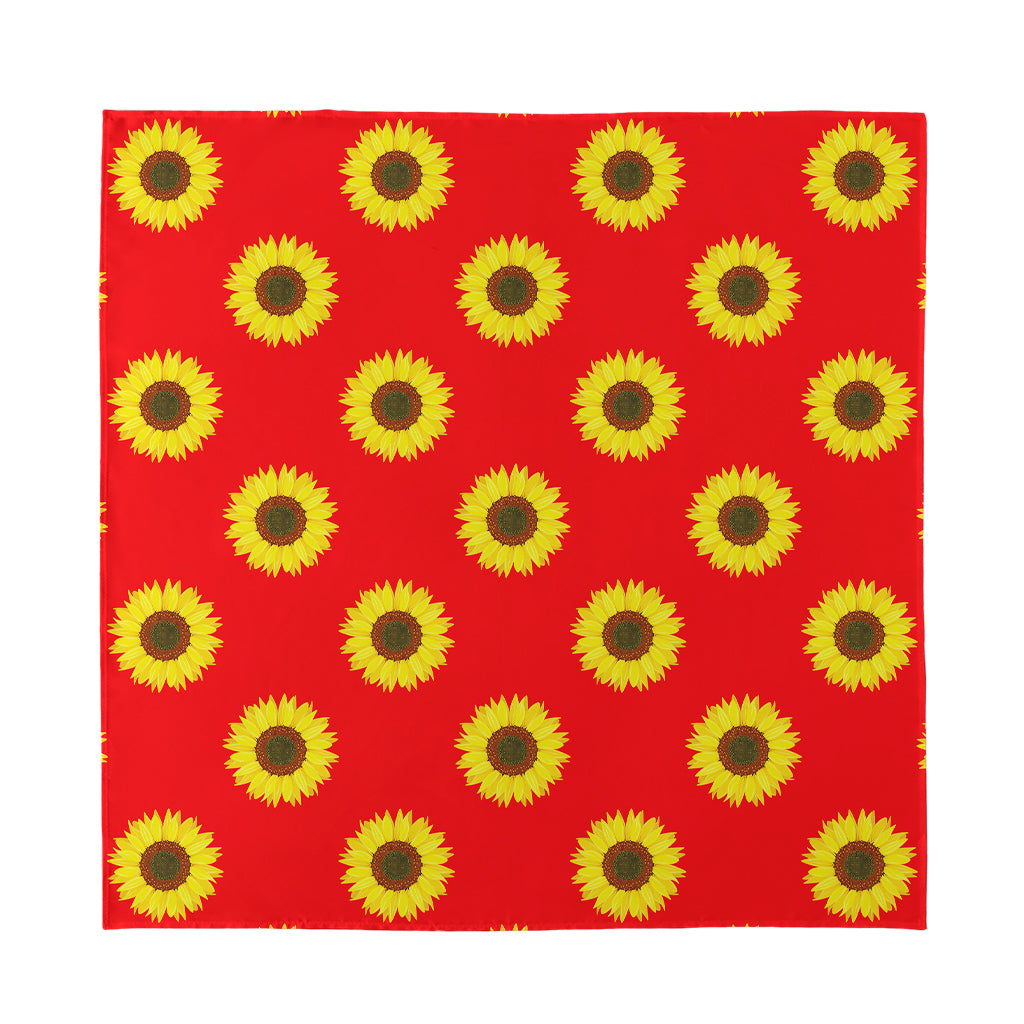 Red Sunflower Pattern Print Silk Bandana