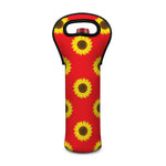 Red Sunflower Pattern Print Single Neoprene Wine Tote
