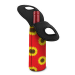 Red Sunflower Pattern Print Single Neoprene Wine Tote