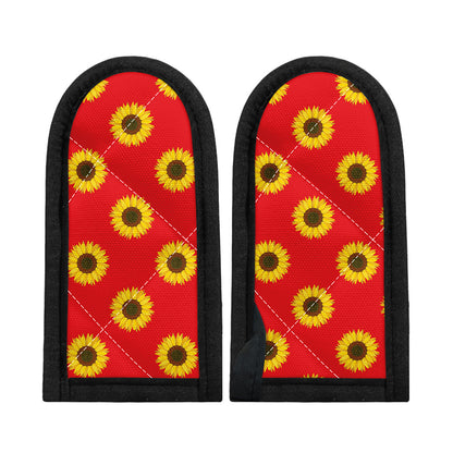 Red Sunflower Pattern Print Skillet Handle Cover
