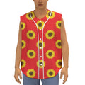 Red Sunflower Pattern Print Sleeveless Baseball Jersey