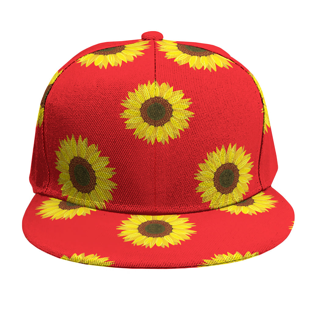 Red Sunflower Pattern Print Snapback Cap