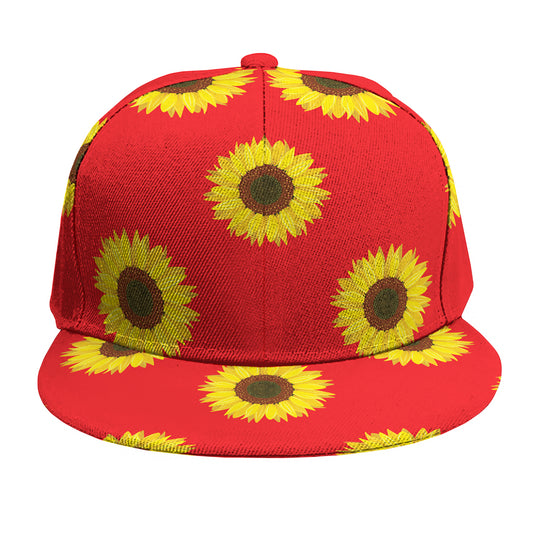Red Sunflower Pattern Print Snapback Cap