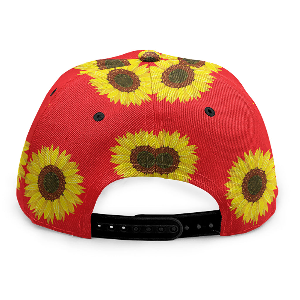 Red Sunflower Pattern Print Snapback Cap