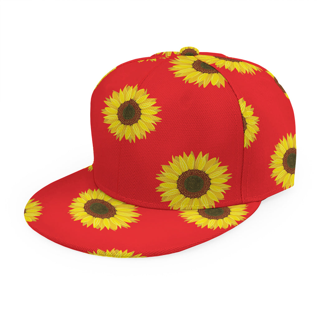 Red Sunflower Pattern Print Snapback Cap