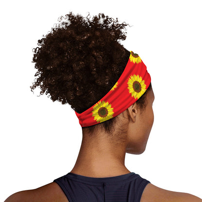 Red Sunflower Pattern Print Sports Headband