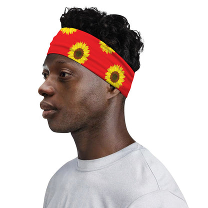 Red Sunflower Pattern Print Sports Headband