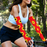 Red Sunflower Pattern Print Sun Protection Arm Sleeves
