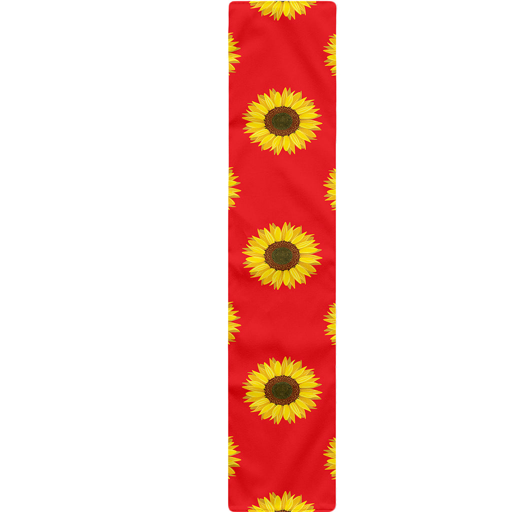Red Sunflower Pattern Print Table Runner
