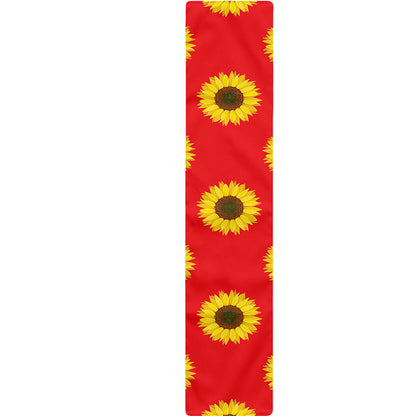Red Sunflower Pattern Print Table Runner
