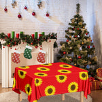 Red Sunflower Pattern Print Tablecloth