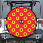 Red Sunflower Pattern Print Tire Cover With Camera Hole