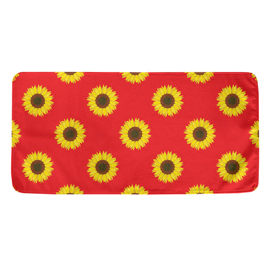 Red Sunflower Pattern Print Towel