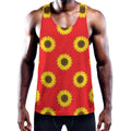 Red Sunflower Pattern Print Men's Workout Tank Top