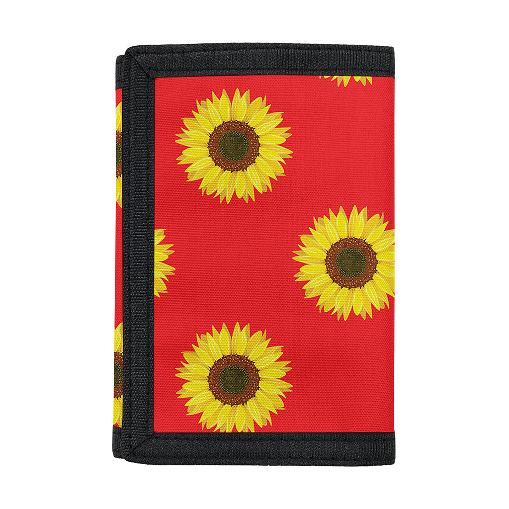 Red Sunflower Pattern Print Trifold Wallet